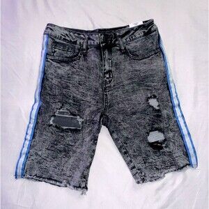 Rue 21 Supreme Flex Jean At The Knee Shorts Size 28 Gray Distressed